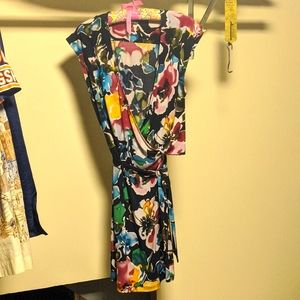 daisy fuentes floral wrap dress large